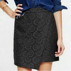 Madewell Elegant Asymmetrical Black Lace Faux Wrap Miniskirt Size 8